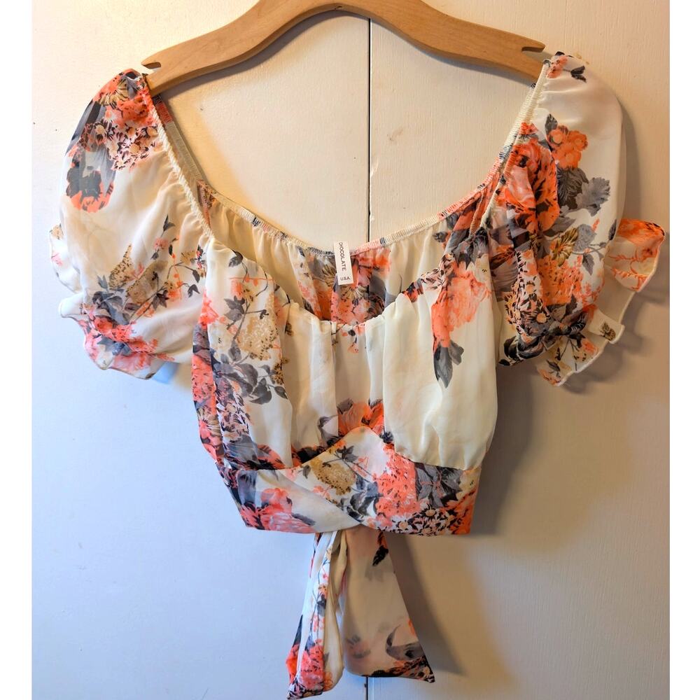Floral Chiffon Tie Back Top
